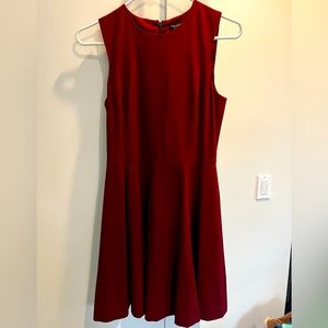 Burgundy wool theory fit and flare dress